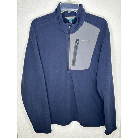 Eddie Bauer Half Zip Fleece Mens XL First Ascent Zip Pocket Blue Gray Outdoors - Picture 2 of 12